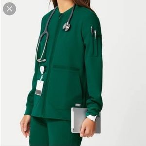Figs Hunter Green Bellery scrub jacket